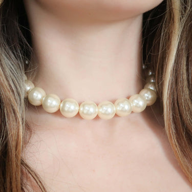 Gold Large Pearl Choker Necklace